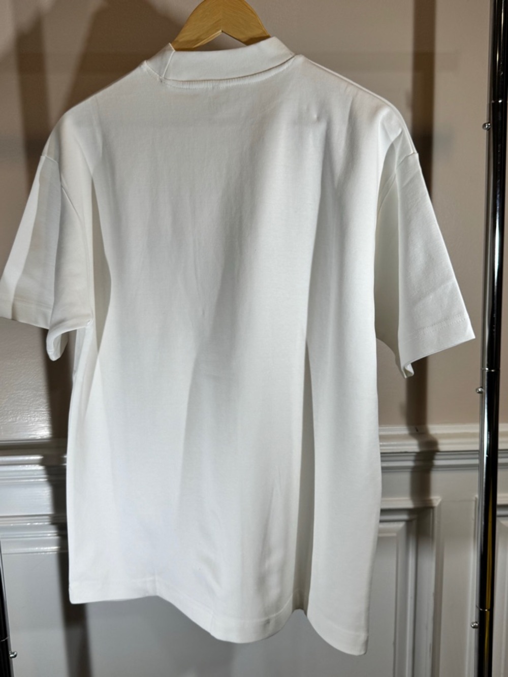 PHERO Movement Premium White Mock Neck Cotton T-Shirt Drop Shoulder Embroidered - Picture 4 of 5